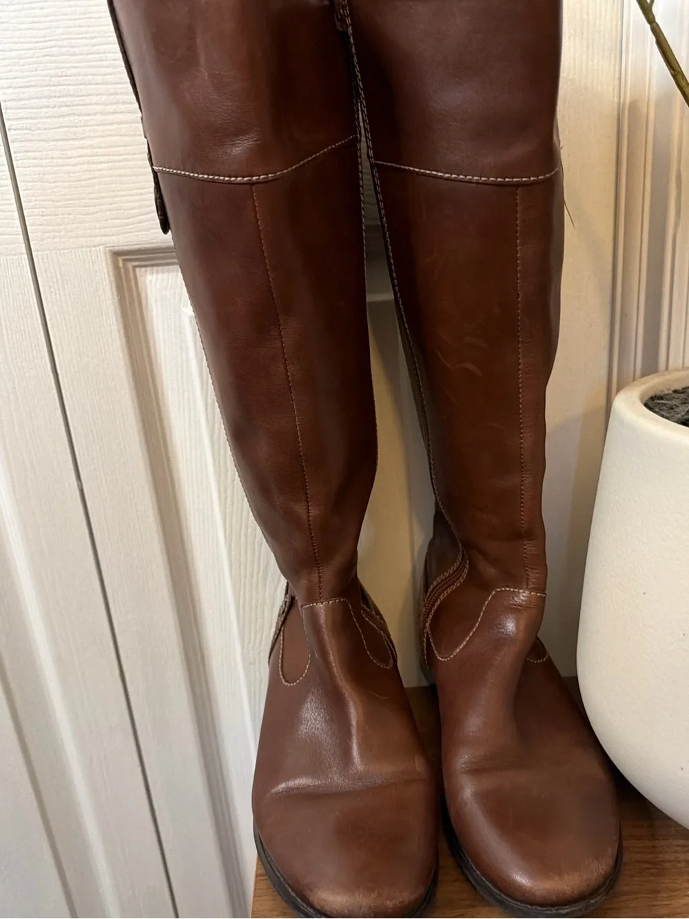 Anne Klein Akcalantha Brown Leather Riding Boots Size 9M Equestrian Knee High